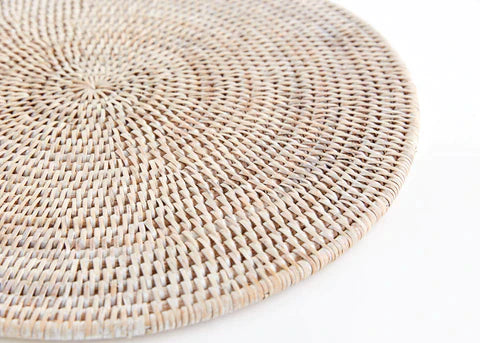 RSTC  Medium Rattan Placemats | White Wash available at Rose St Trading Co