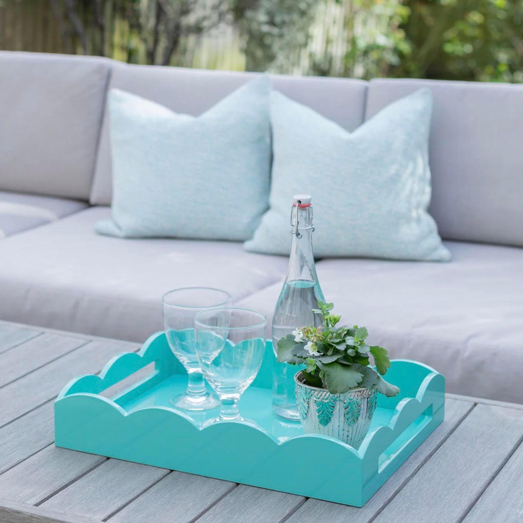 Medium Scallop Rect Tray | Turquoise - Rose St Trading Co