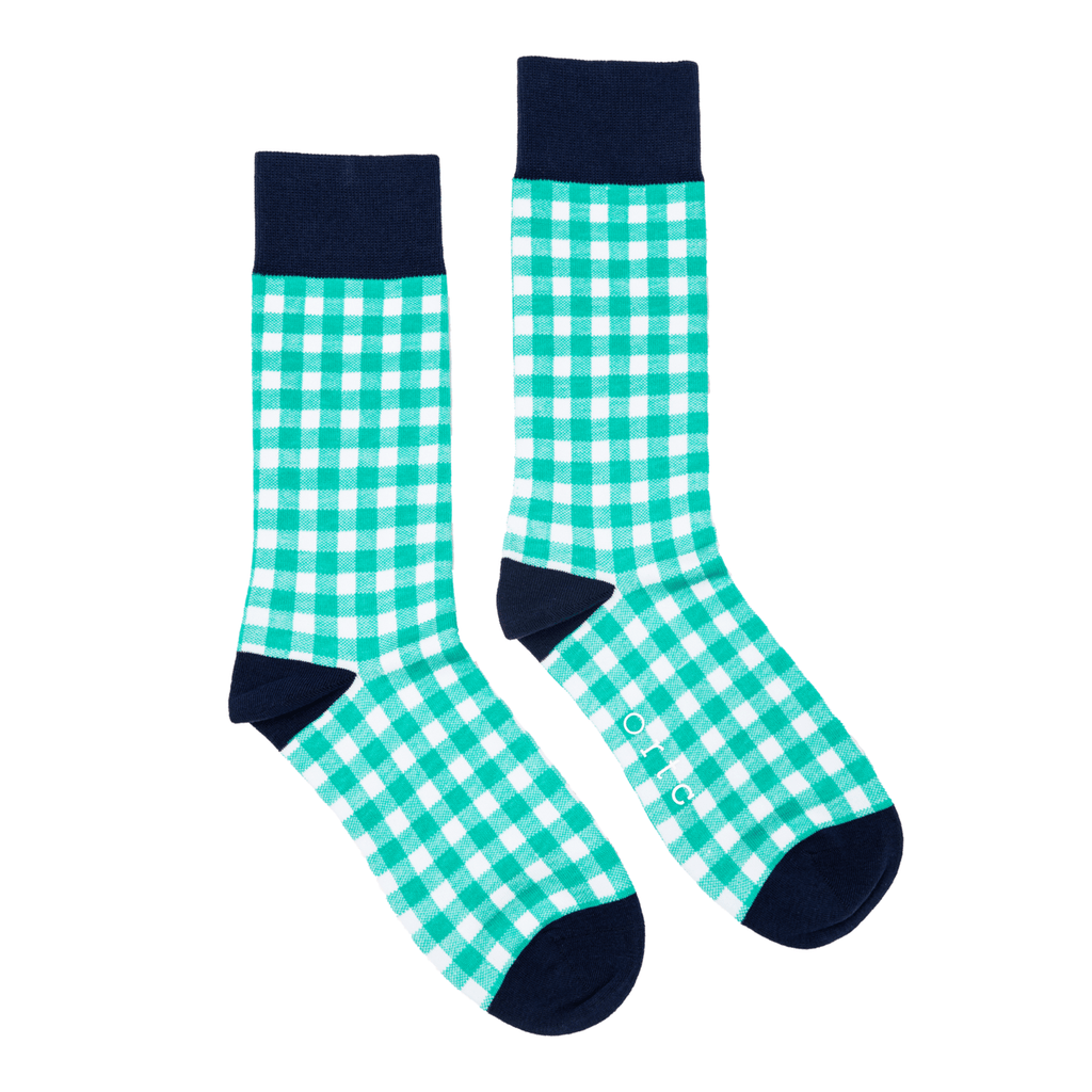 ORTC Man  Mens Socks | Green Gingham Check available at Rose St Trading Co