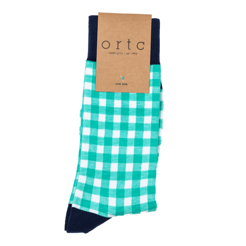 ORTC Man  Mens Socks | Green Gingham Check available at Rose St Trading Co