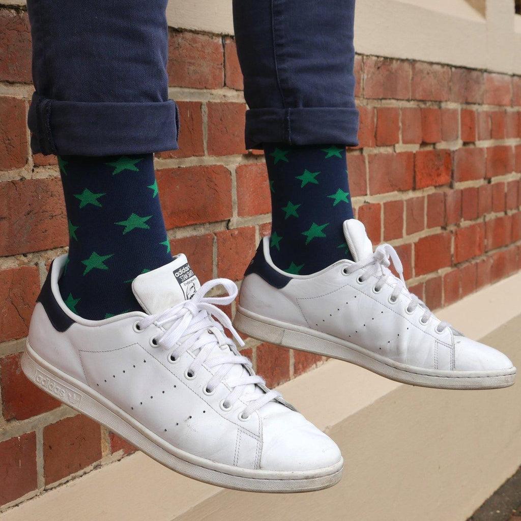 ORTC Man  Mens Socks | Green Stars available at Rose St Trading Co