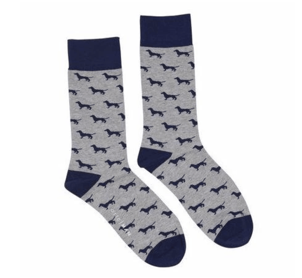 ORTC Man  Mens Socks | Grey + Navy Dachies available at Rose St Trading Co