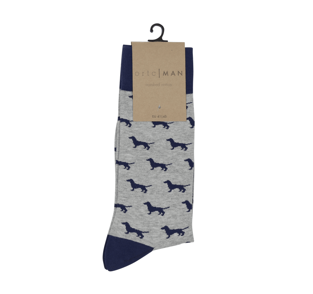 ORTC Man  Mens Socks | Grey + Navy Dachies available at Rose St Trading Co