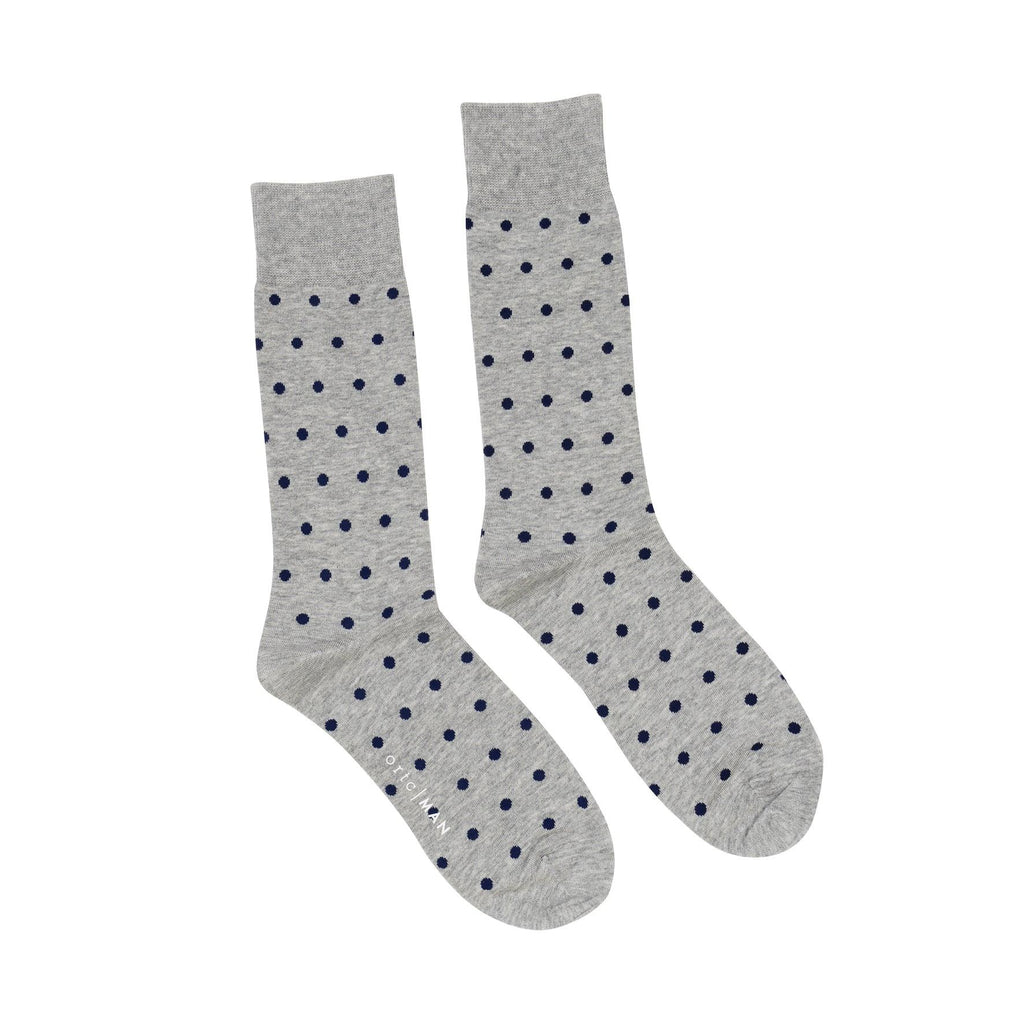 ORTC Man  Mens Socks | Grey + Navy Polka available at Rose St Trading Co