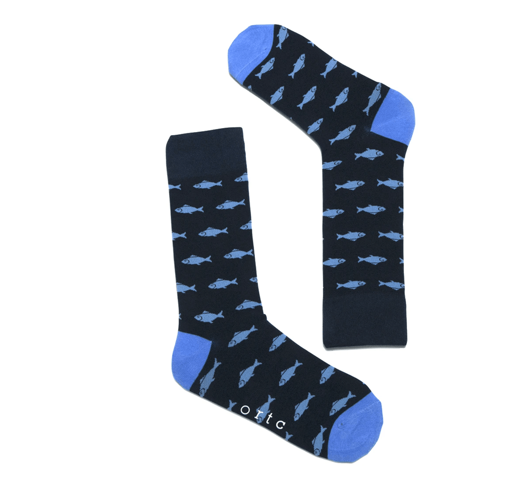 ORTC Man  Mens Socks | Navy Fish available at Rose St Trading Co