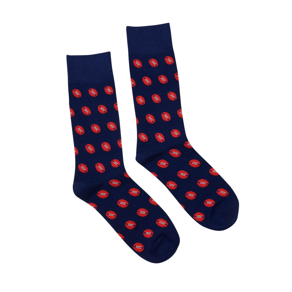 ORTC Man  Mens Socks | Navy Footballs available at Rose St Trading Co