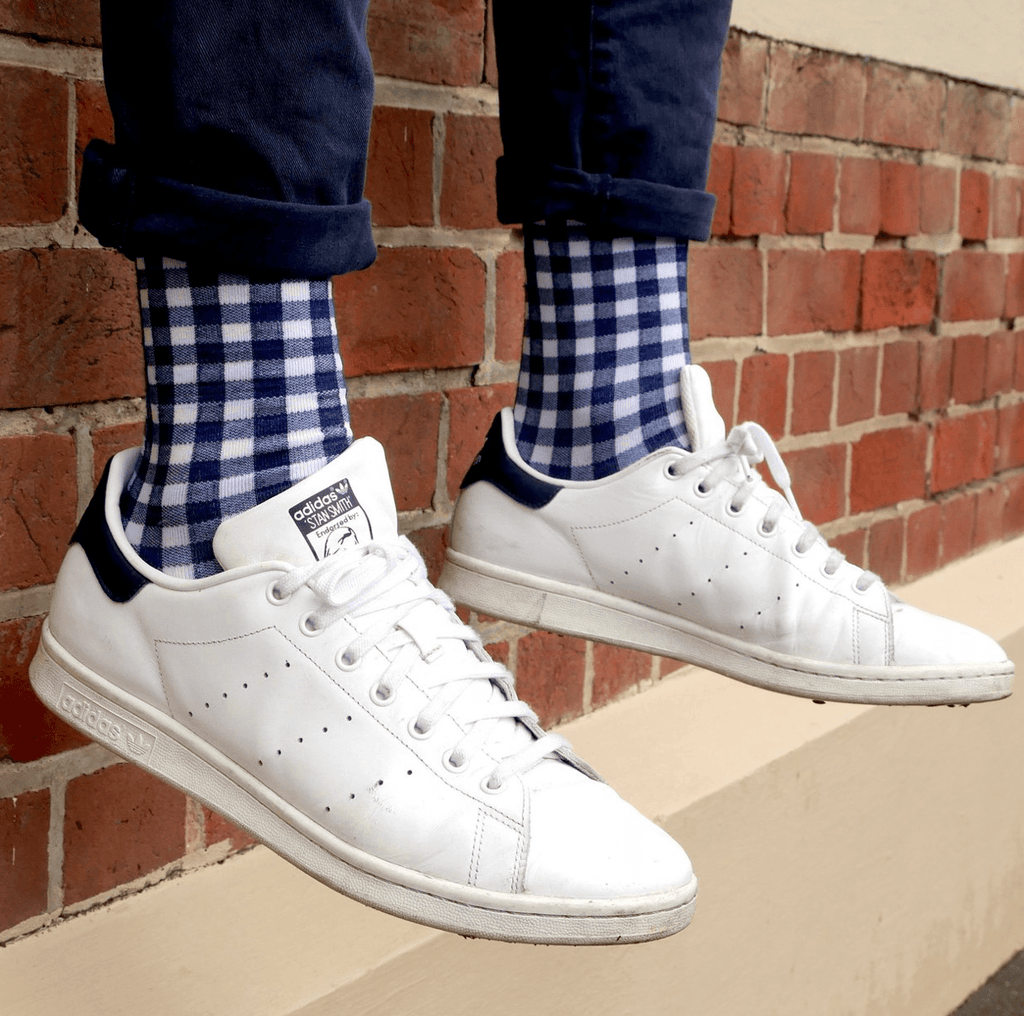 ORTC Man  Mens Socks | Navy Gingham available at Rose St Trading Co