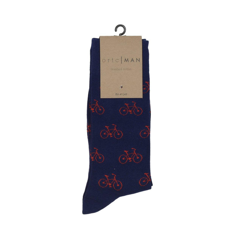 ORTC Man  Mens Socks | Navy + Red Bicycles available at Rose St Trading Co