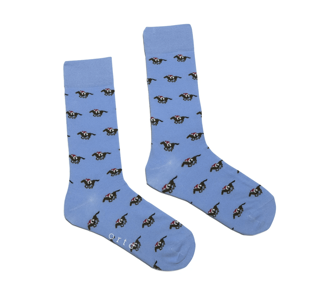 ORTC Man  Mens Socks | Pale Blue Racehorses available at Rose St Trading Co