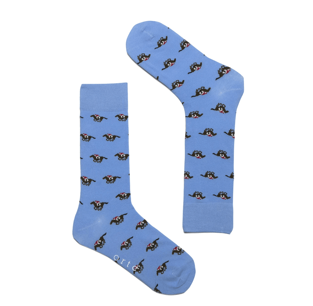 ORTC Man  Mens Socks | Pale Blue Racehorses available at Rose St Trading Co