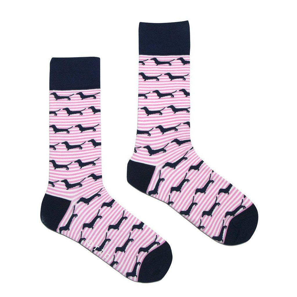 ORTC Man  Mens Socks | Pink Stripe Dachies available at Rose St Trading Co