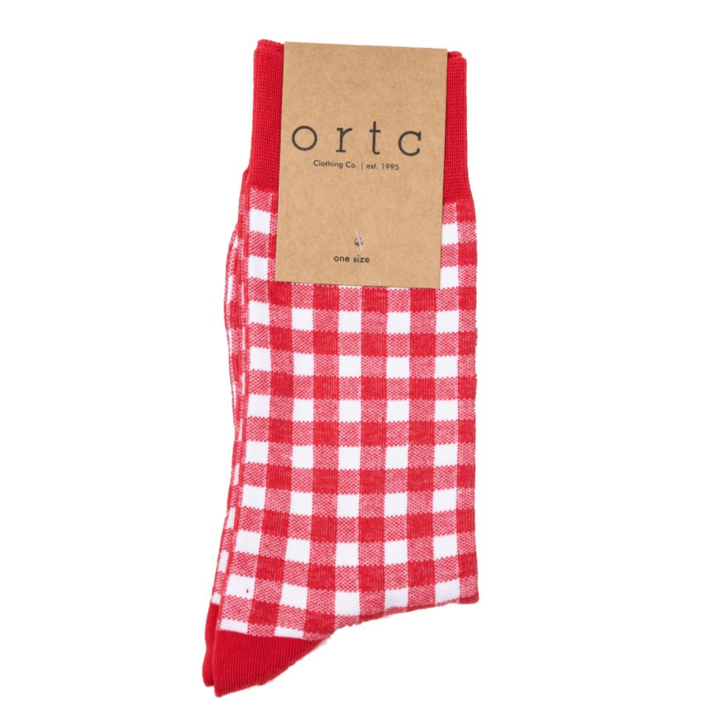 ORTC Man  Mens Socks | Red Gingham available at Rose St Trading Co
