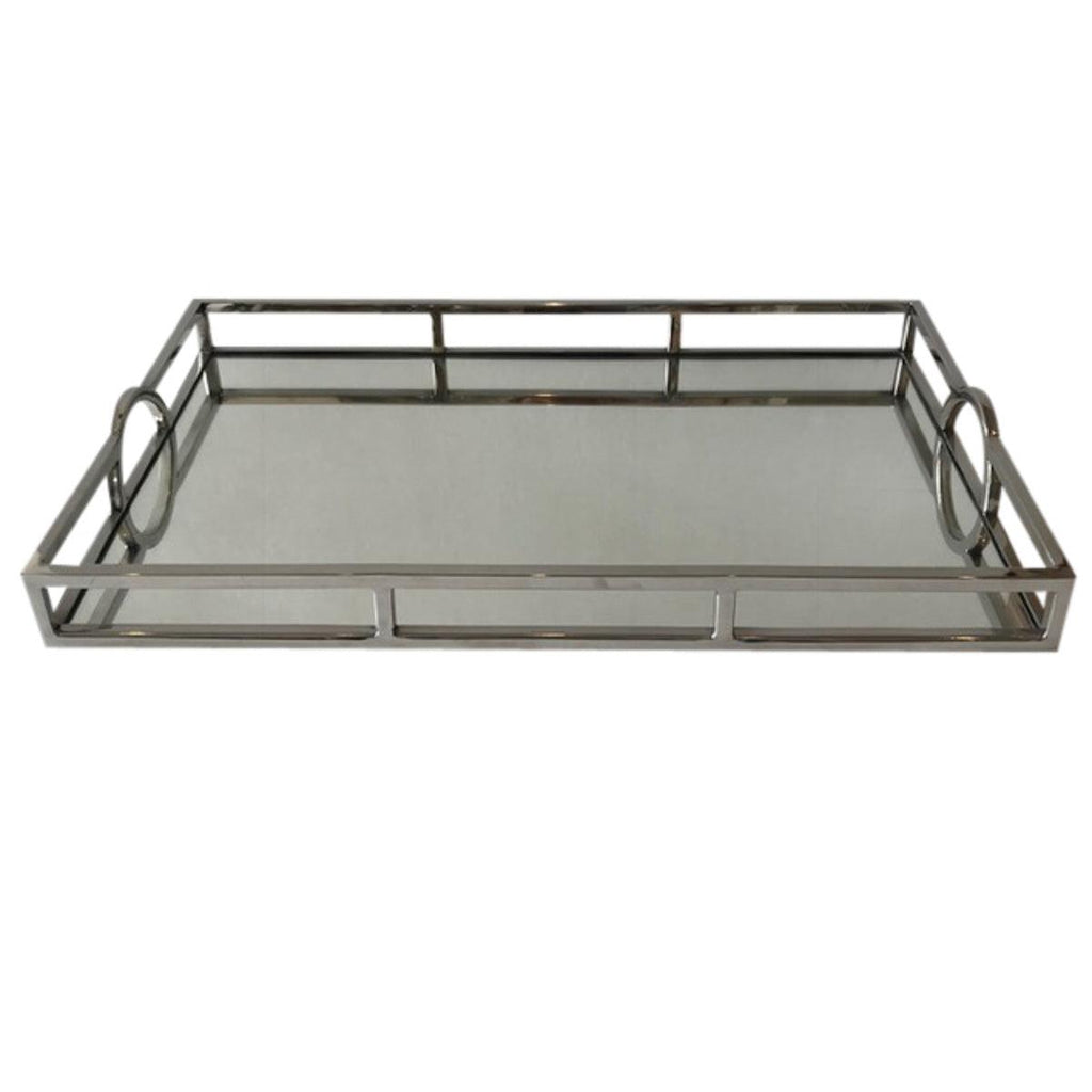 Flair  Mirrored Rectangular Silver Tray - Large available at Rose St Trading Co