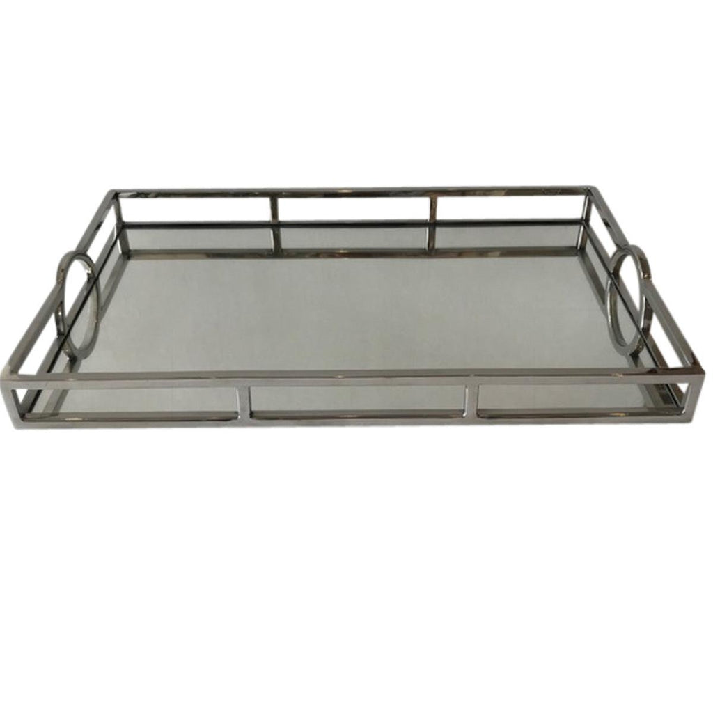 Flair  Mirrored Rectangular Silver Tray - Medium available at Rose St Trading Co