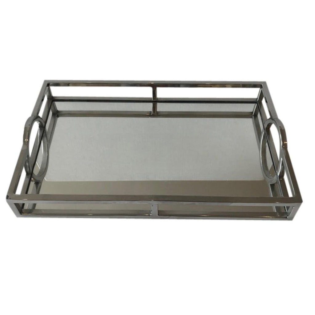 Flair  Mirrored Rectangular Silver Tray - Small available at Rose St Trading Co