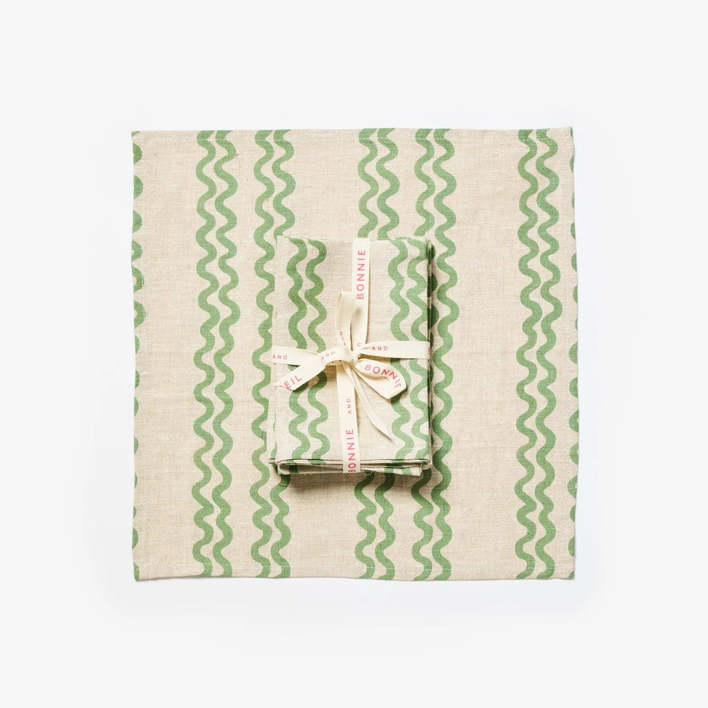 Napkin Set of 6 | Double Waves Green - Rose St Trading Co