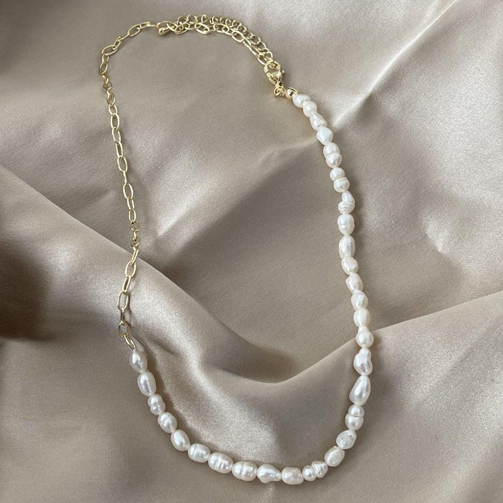 RSTC  Necklace with Half Pearl Chain available at Rose St Trading Co