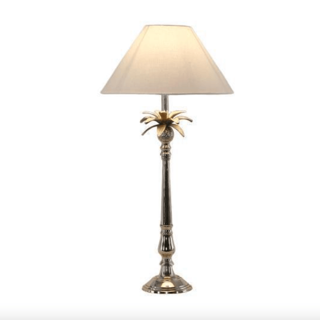 RSTC  Nickel Pineapple Lamp - White Shade available at Rose St Trading Co