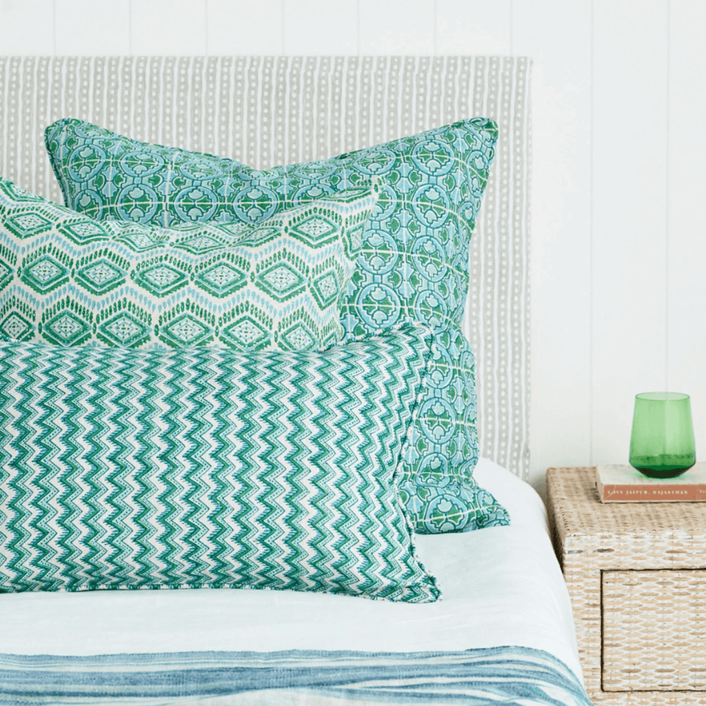 Walter G  Nicobar Emerald Linen Cushion | 35x55cm available at Rose St Trading Co