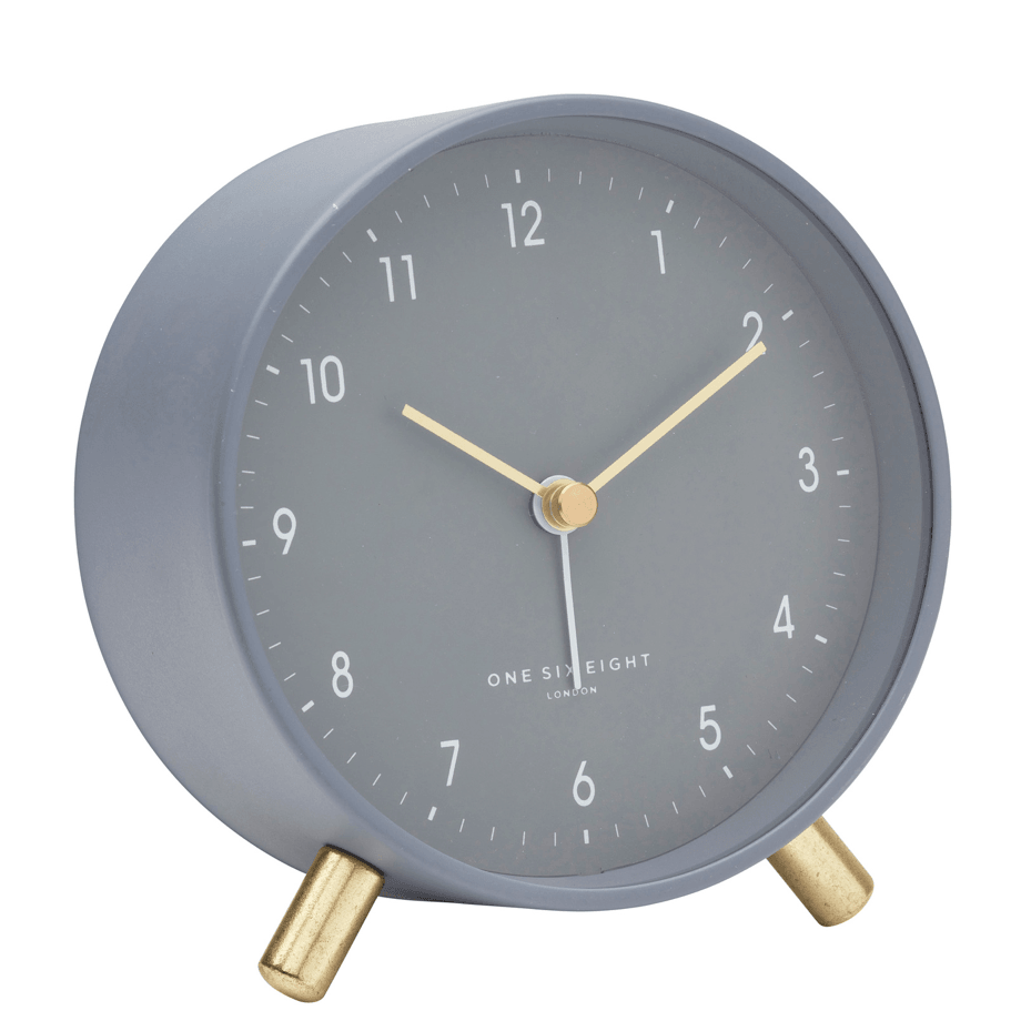 One Six Eight London  Noah Charcoal Grey Silent Alarm Clock available at Rose St Trading Co