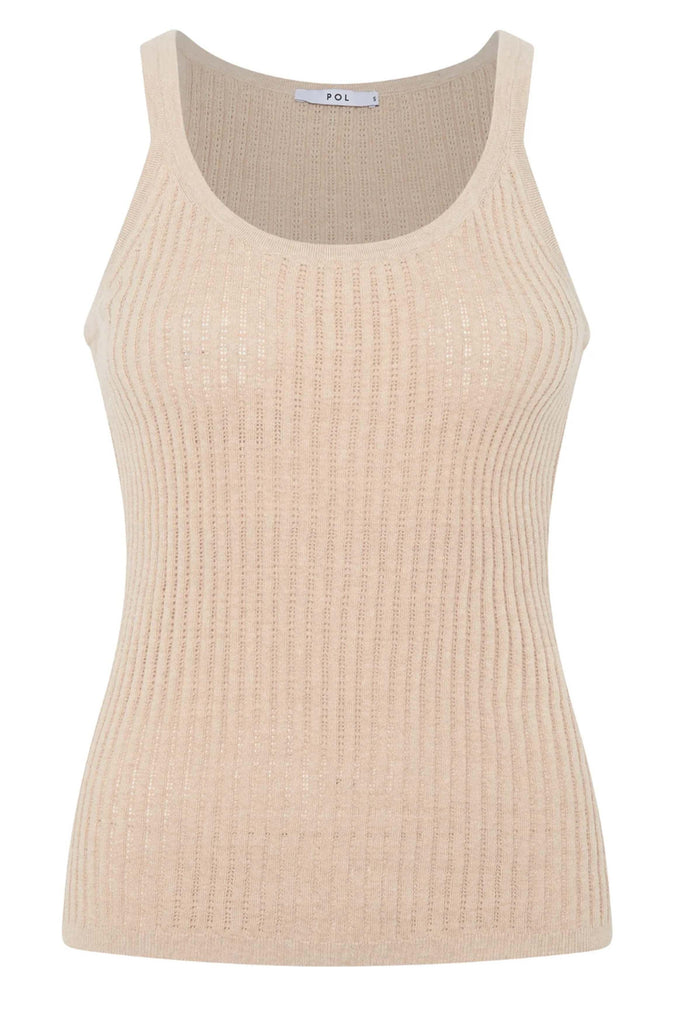 Nucleus Pointelle Tank | Pebble by POL in stock at Rose St Trading Co