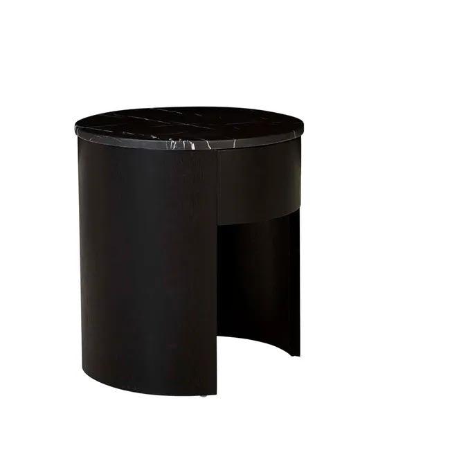 Oberon Crescent Marble Bedside Table | Matt Black - Rose St Trading Co