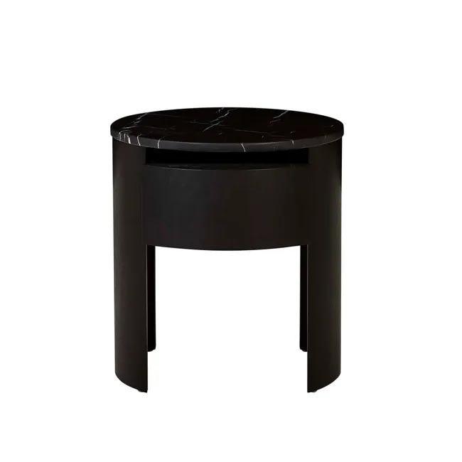 Oberon Crescent Marble Bedside Table | Matt Black - Rose St Trading Co