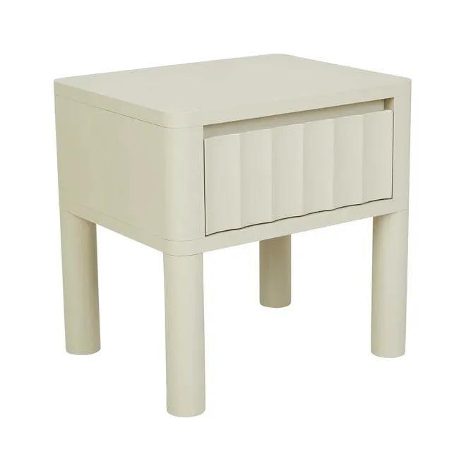 Oliver Fluted One Drawer Bedside | Putty - Rose St Trading Co