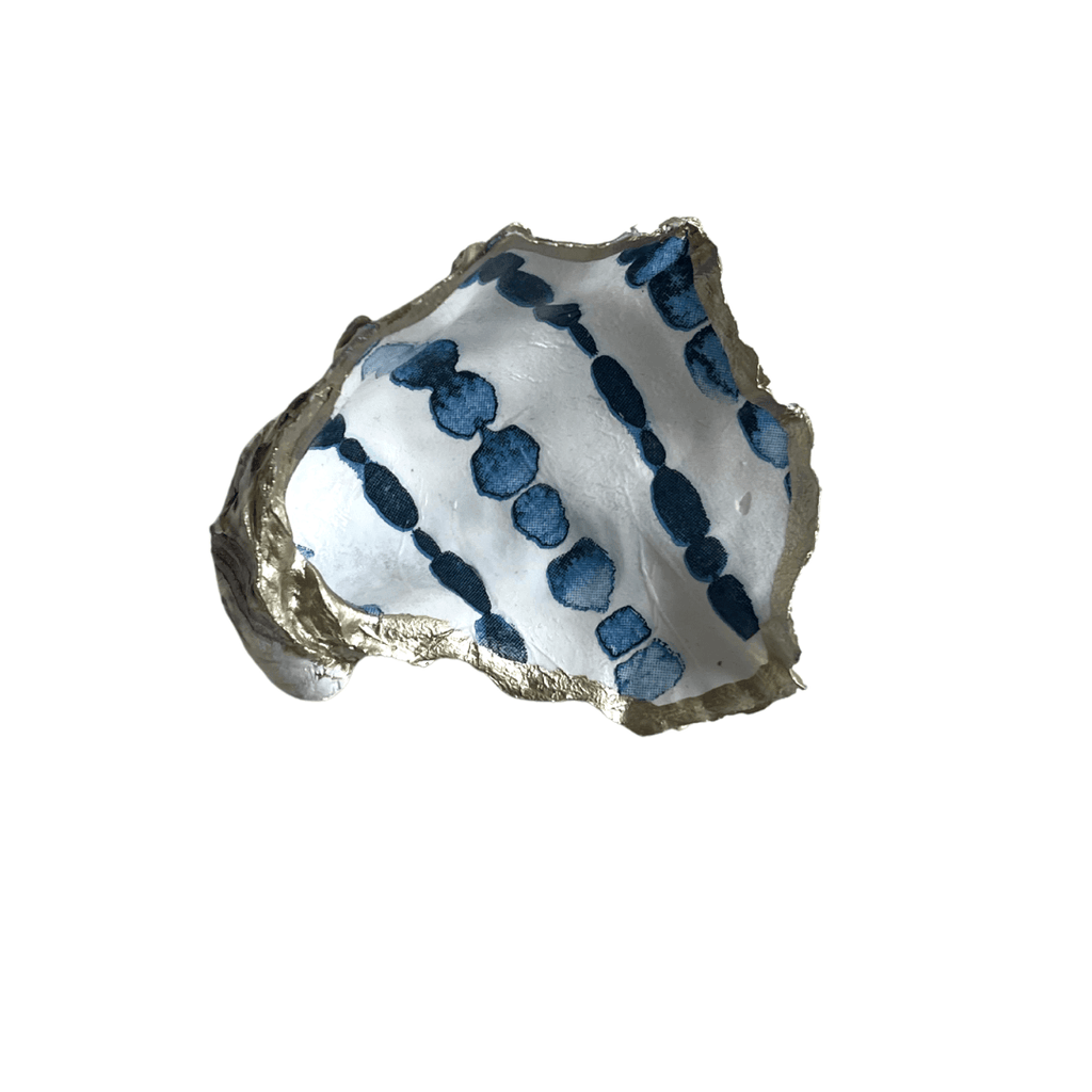 RSTC  Oyster Trinket Dish Blue + White | Assorted Gold available at Rose St Trading Co