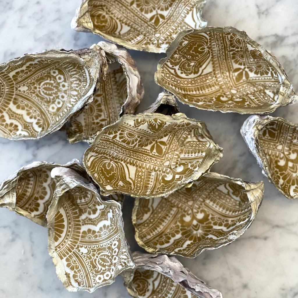 RSTC  Oyster Trinket Dish Gold + White available at Rose St Trading Co