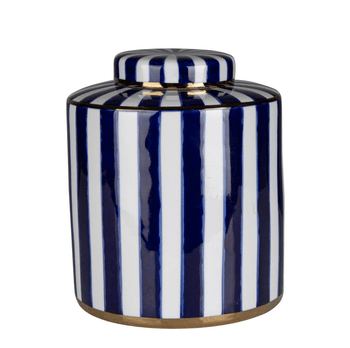 RSTC  Paris Stripe Jar Large Blue available at Rose St Trading Co