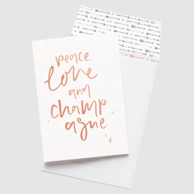 Emma Kate Co.  Peace Love Champagne | Greeting Card available at Rose St Trading Co