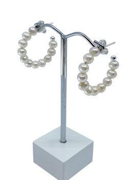 RSTC  Pearl 20mm Sterling Silver Seed Pearl Earring available at Rose St Trading Co