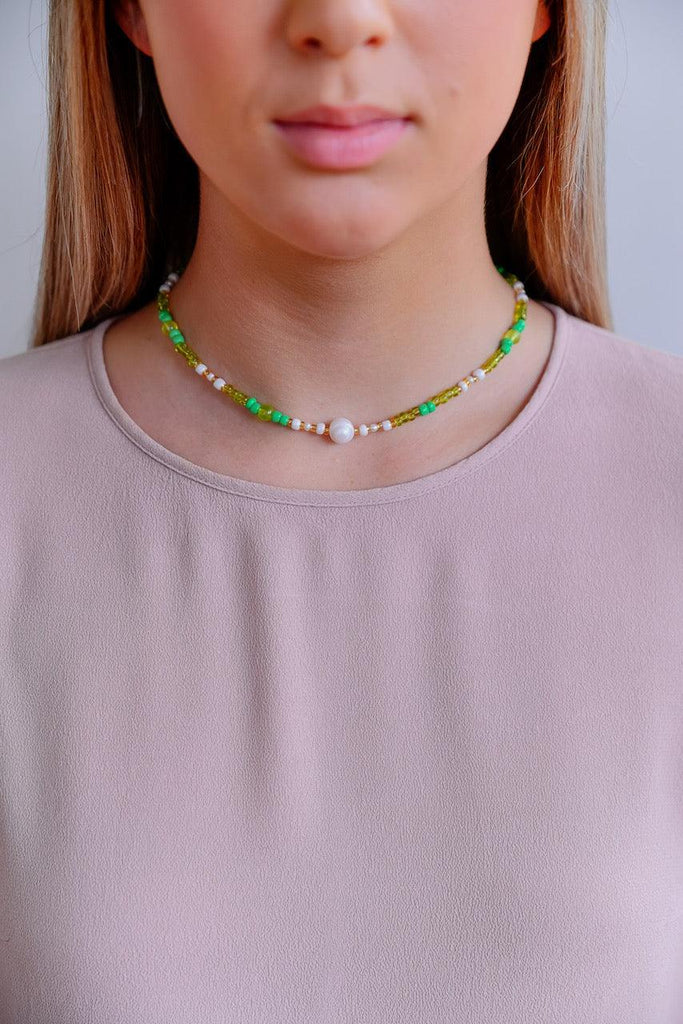 Zafino  Pearl Necklace - Greens available at Rose St Trading Co