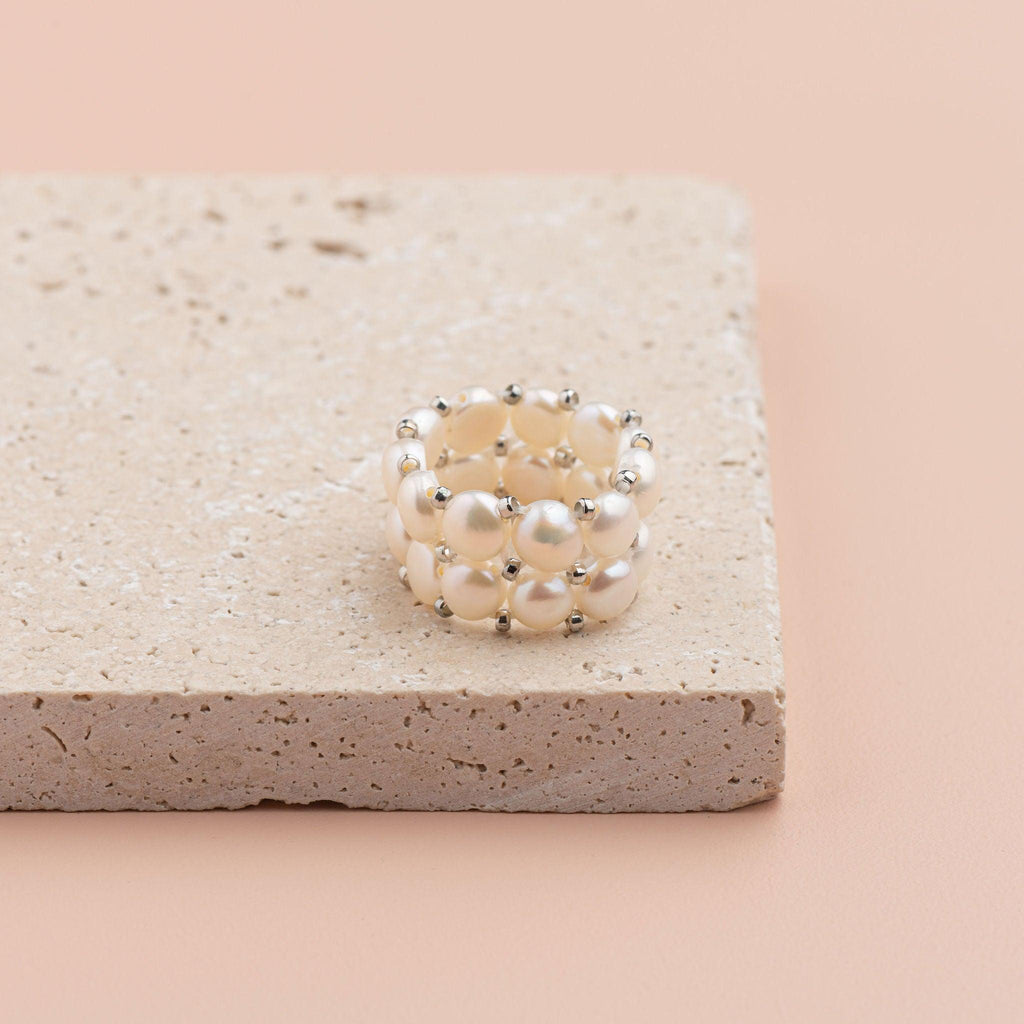 RSTC  Pearl Two Row Ring available at Rose St Trading Co