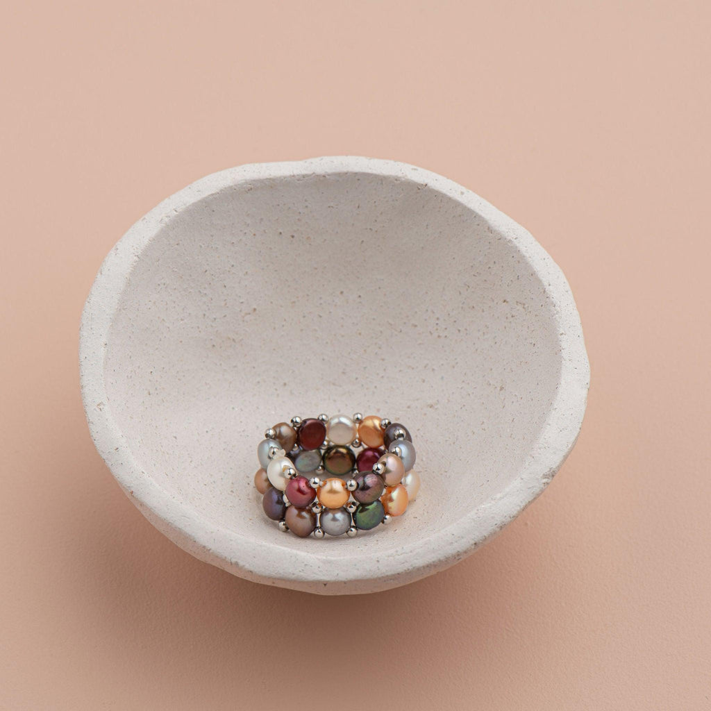 RSTC Multi Colour Pearl Two Row Ring available at Rose St Trading Co