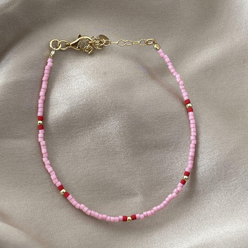 RSTC  Pink Bead Bracelet available at Rose St Trading Co