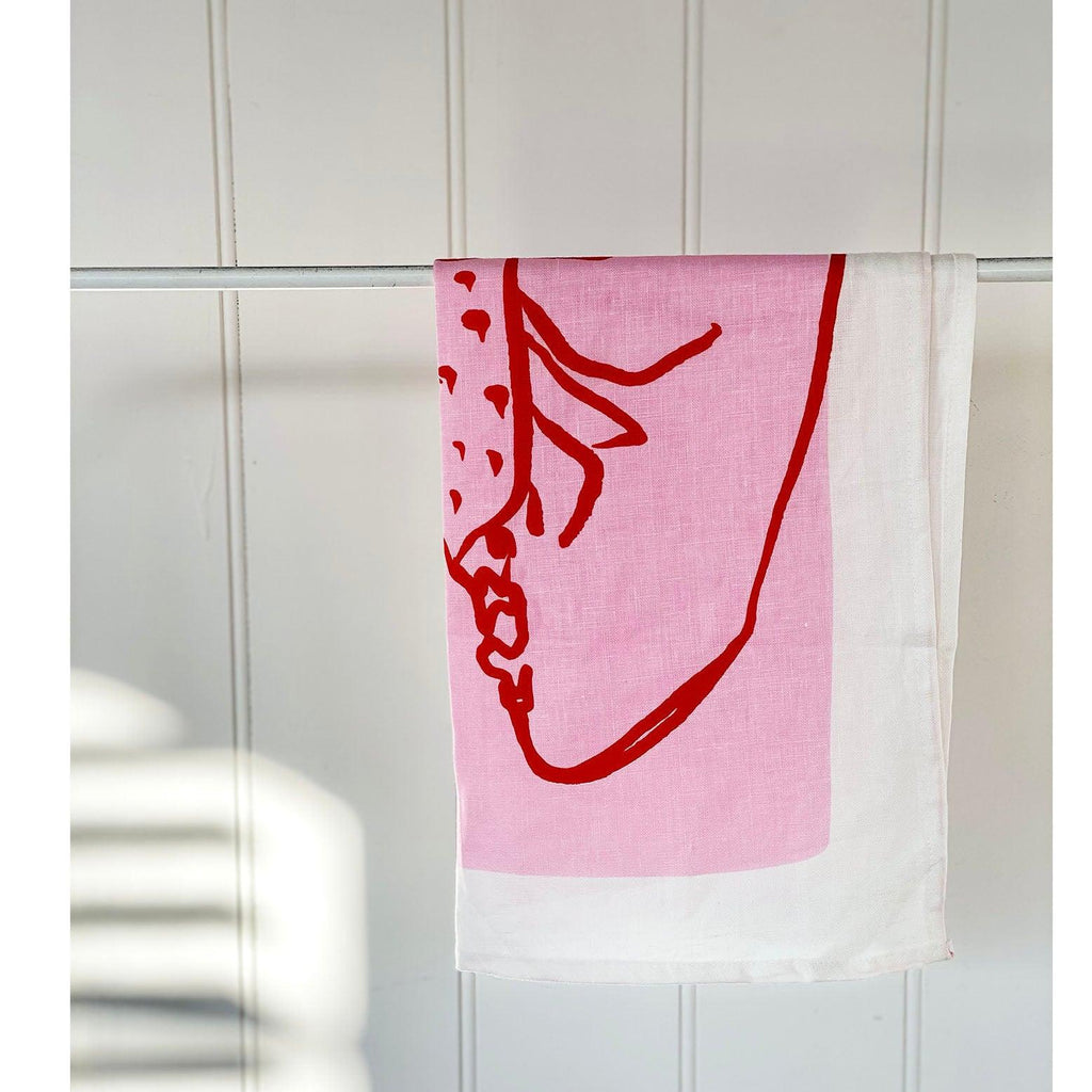 Bright Threads  Pink Crayfish Tea Towel available at Rose St Trading Co