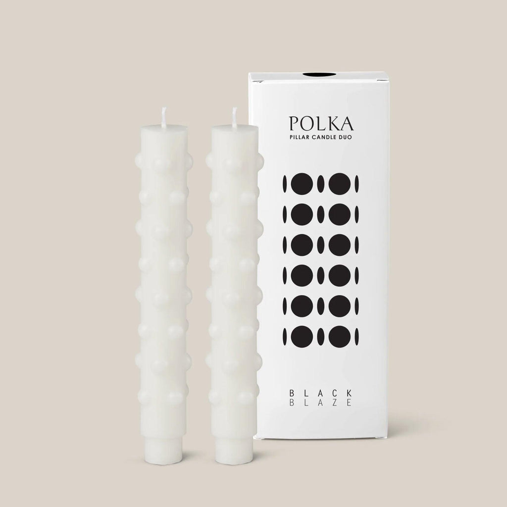 Black Blaze  Polka Candle Duo | White available at Rose St Trading Co