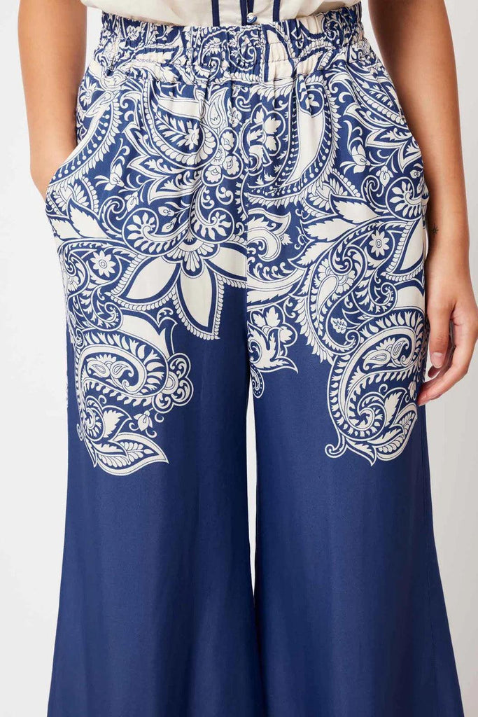 Positano Elastic Waist Wide Leg Pant | Nautique Paisley - Rose St Trading Co