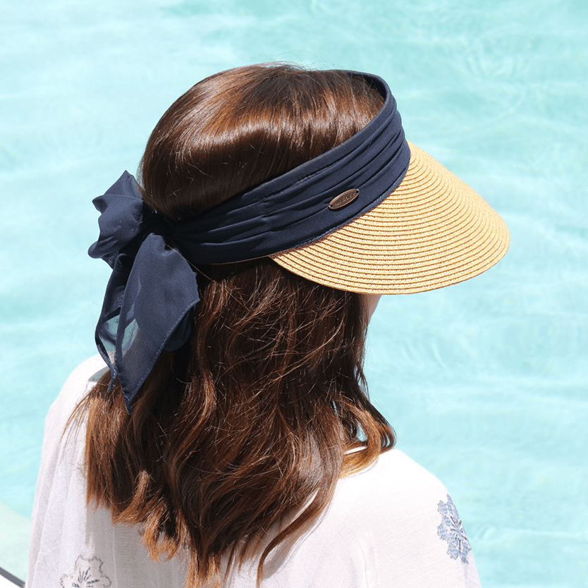 Sundaise  Prue Visor Tie Up | Navy available at Rose St Trading Co