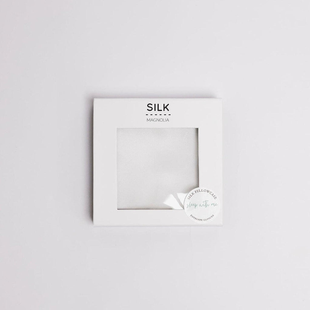 Silk Magnolia  Pure Silk Pillowcase | Arctic White available at Rose St Trading Co