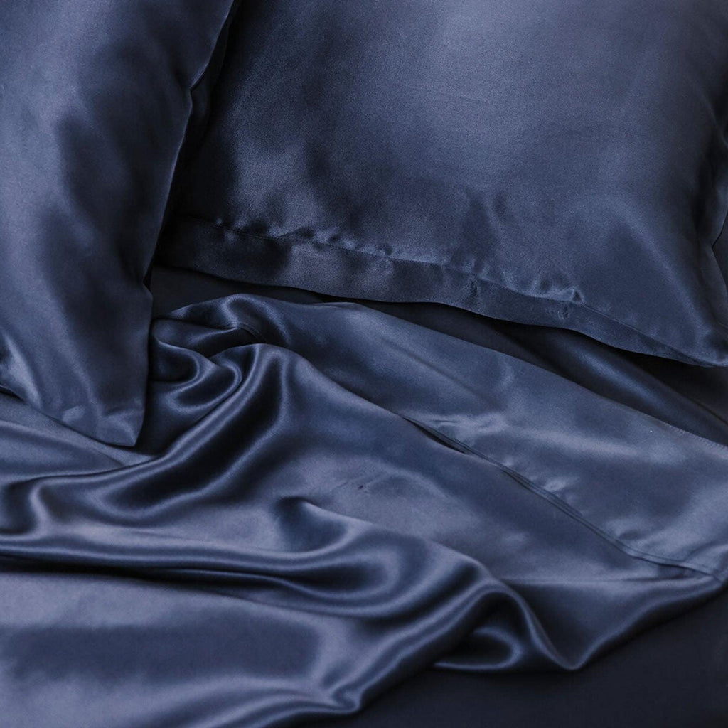 Silk Magnolia  Pure Silk Pillowcase | French Navy available at Rose St Trading Co