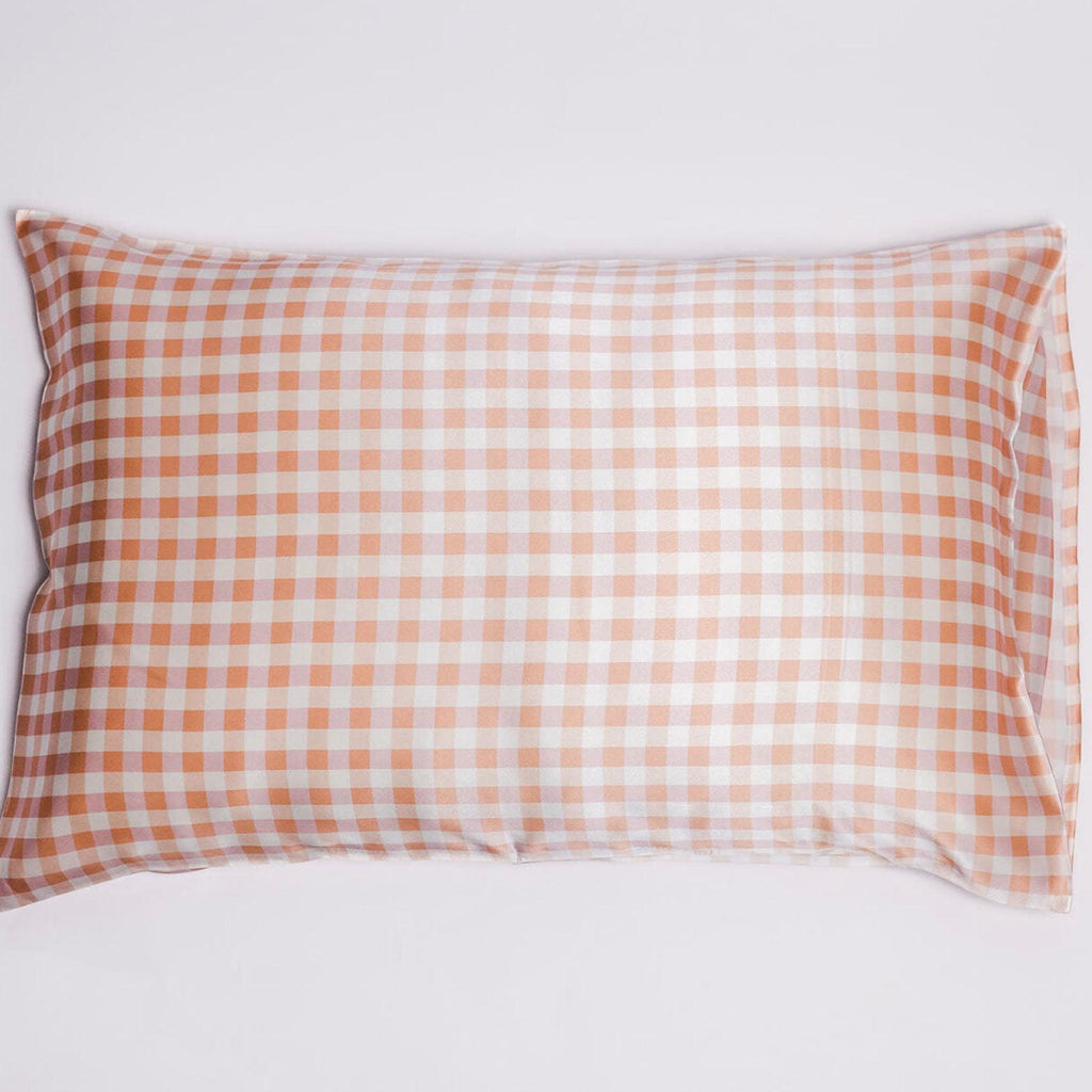 Silk Magnolia  Pure Silk Pillowcase | Gingham Spanish Villa available at Rose St Trading Co