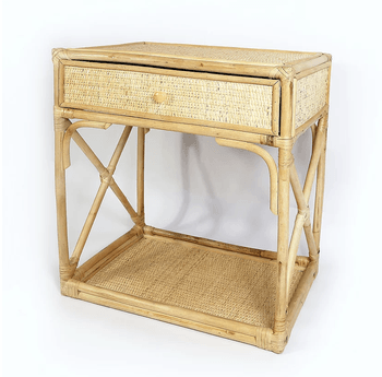 RSTC  Rattan Bedside Table with Drawer available at Rose St Trading Co