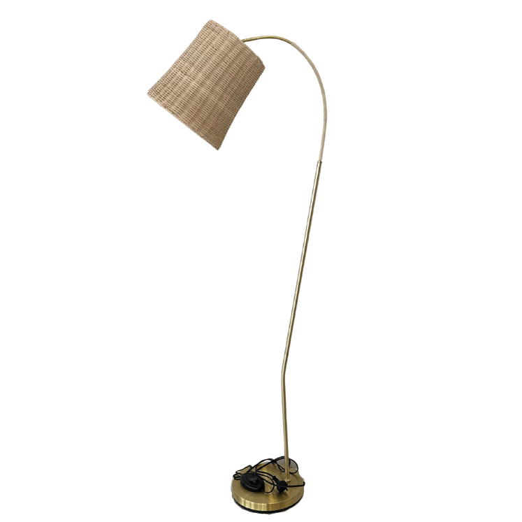 RSTC  Rattan Floor Lamp | Natural/Gold available at Rose St Trading Co