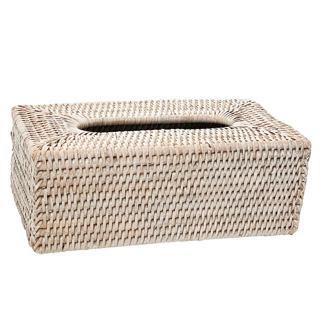 RSTC  Rectangle Tissue Box Holder | White Wash available at Rose St Trading Co