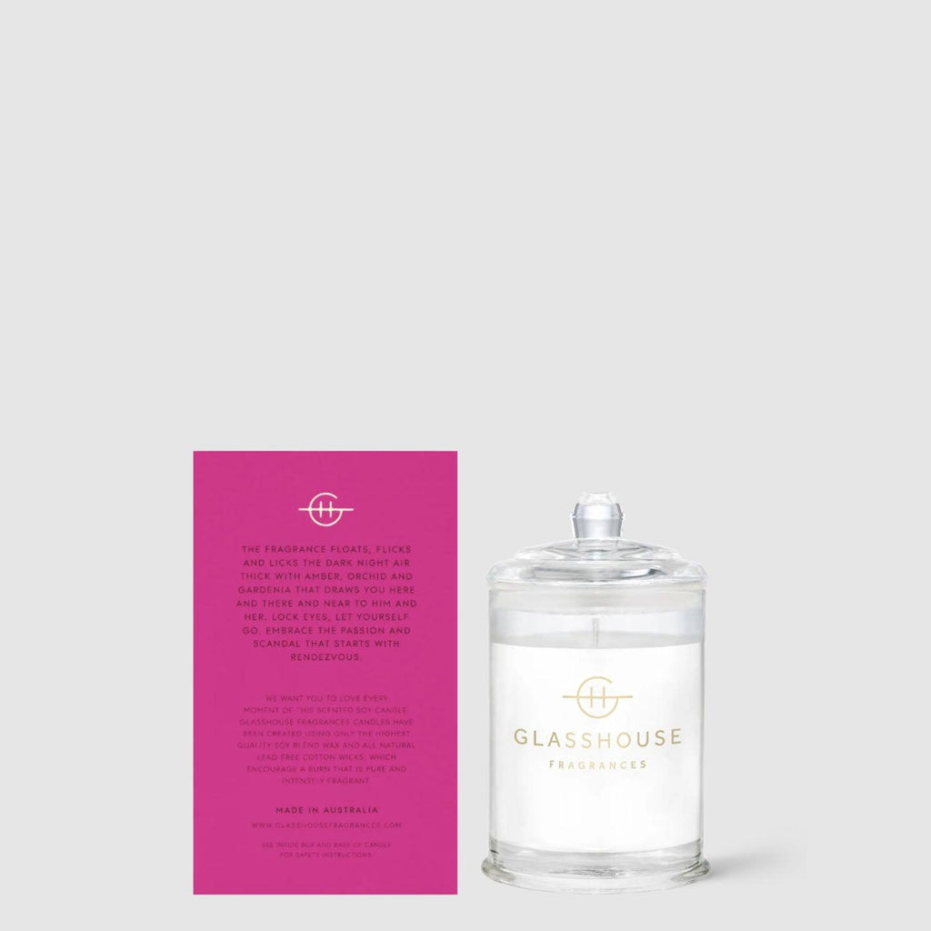 Glasshouse Fragrance  Rendezvous 60g Candle available at Rose St Trading Co