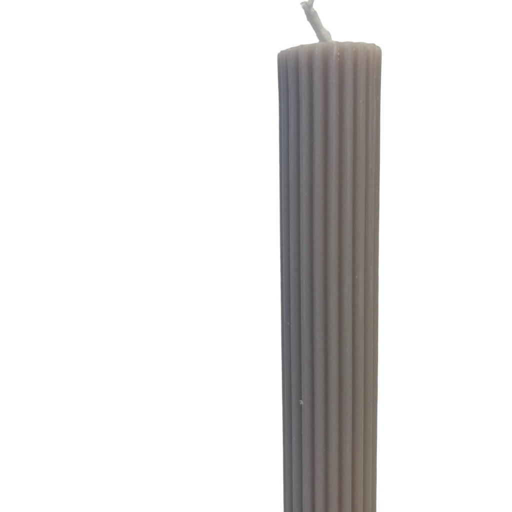 Ribbed Dinner Candle | Grey - Rose St Trading Co