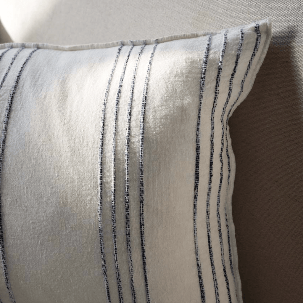 Eadie Lifestyle  Rock Pool Linen Cushion | White/Navy 50 x 50cm available at Rose St Trading Co